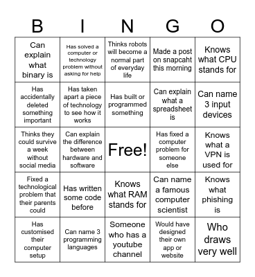 Find Someone Who... Bingo Card