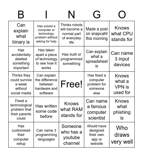 Find Someone Who... Bingo Card