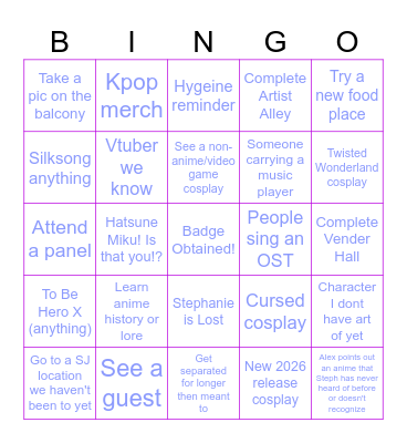 SAN JAPAN 2026 Bingo Card