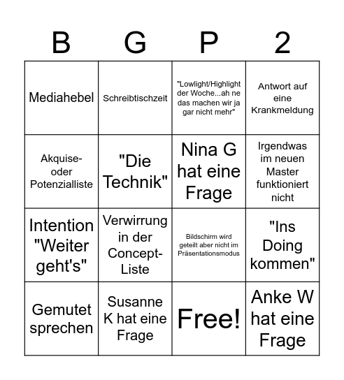 Advise Bingo 2.0 Bingo Card