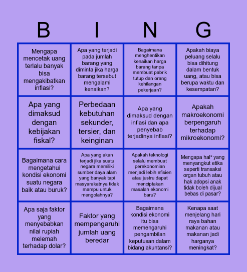 What's on ur mind? Bingo Card