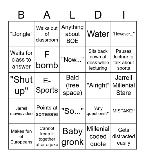 Bald Bingo 2.0 Bingo Card