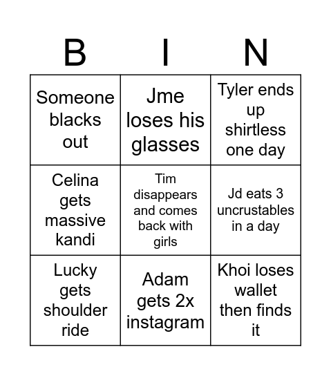 NC 2026 Bingo Card