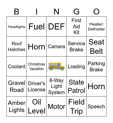 Inside Class B Bingo Card