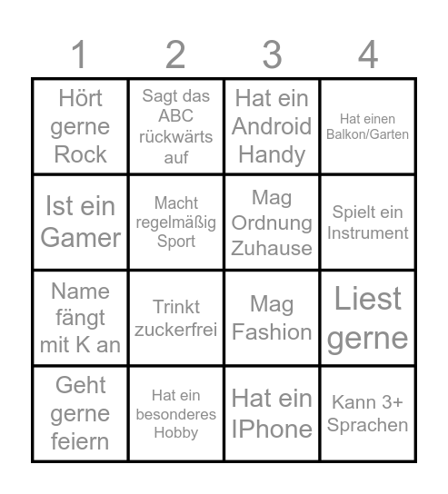 Kennenlernbingo Card