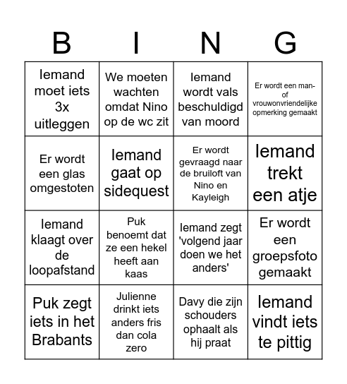 Evelien Bingo Card