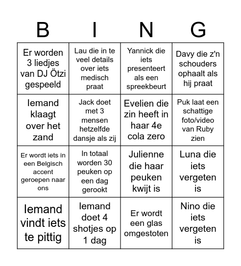 Kayleigh Bingo Card