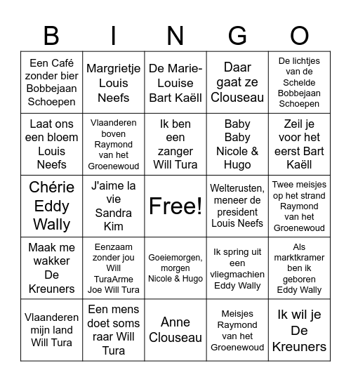 MUZIEK BINGO Card