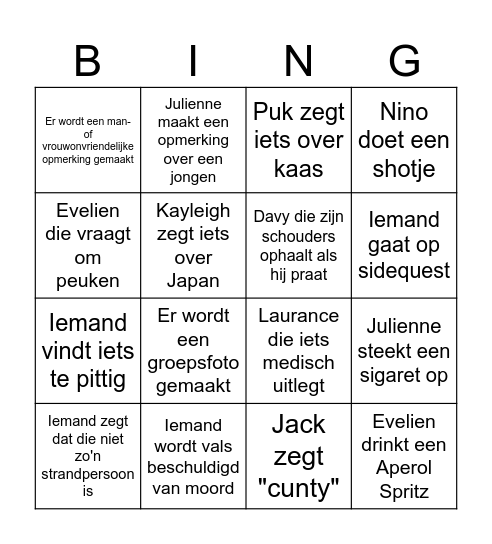 Luna Bingo Card