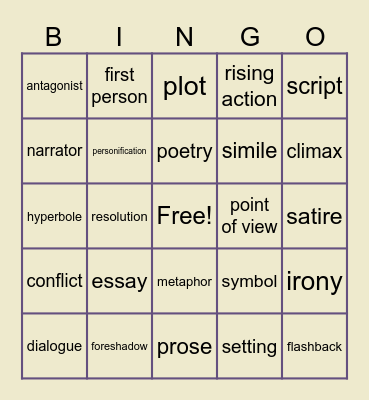 Writers Guild Bingo Card
