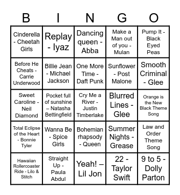 Music BINGO Card