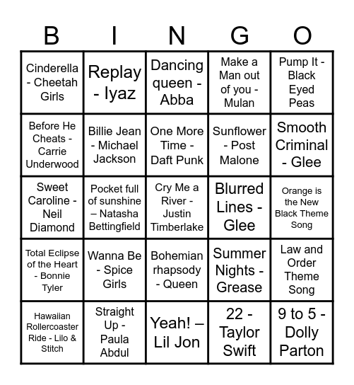 Music BINGO Card