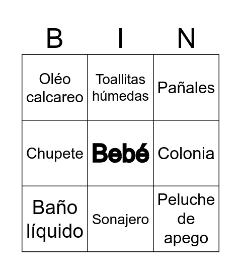 Baby shower Malava-Facundo Bingo Card