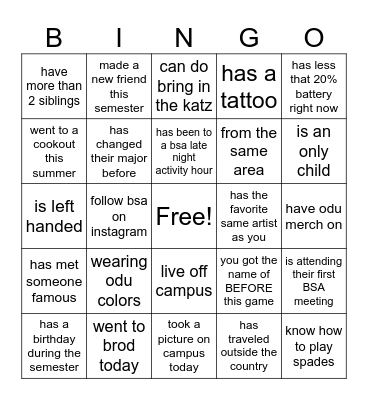 Find someone who.. Bingo Card