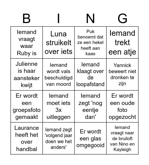 Davy Bingo Card