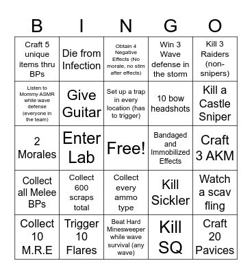 I HATE DECAYING WINTER Bingo Card