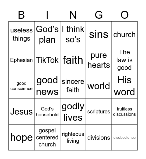 Pastor Bingo Card