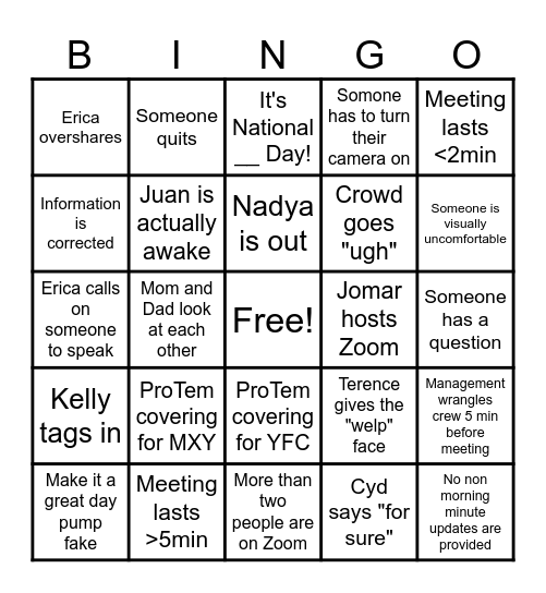 Make it a Great Day! Bingo Card