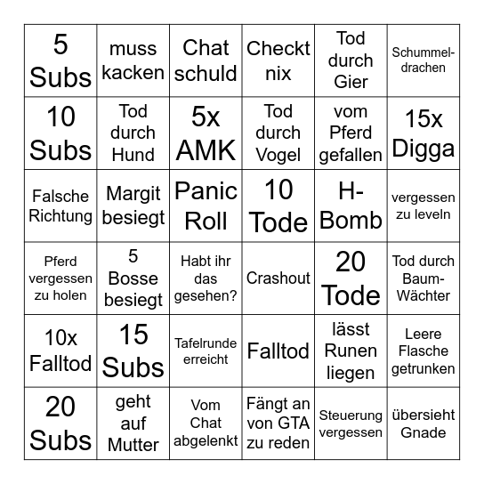 ELDEN RING BINGO Card