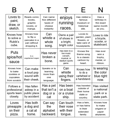 Get to Know Bingo Card