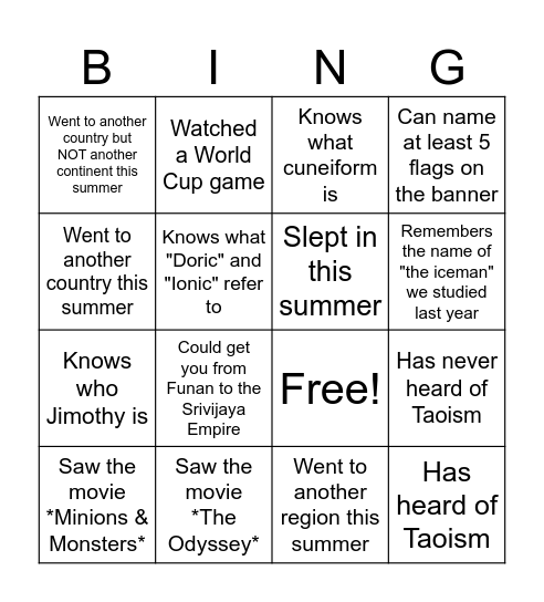 Find someone who... Bingo Card