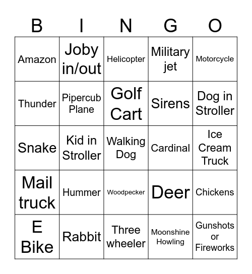 Backyard Bingo Card