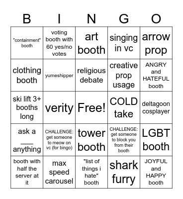 booth game Bingo Card