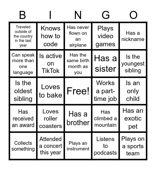 FIND SOMEONE WHO Bingo Card