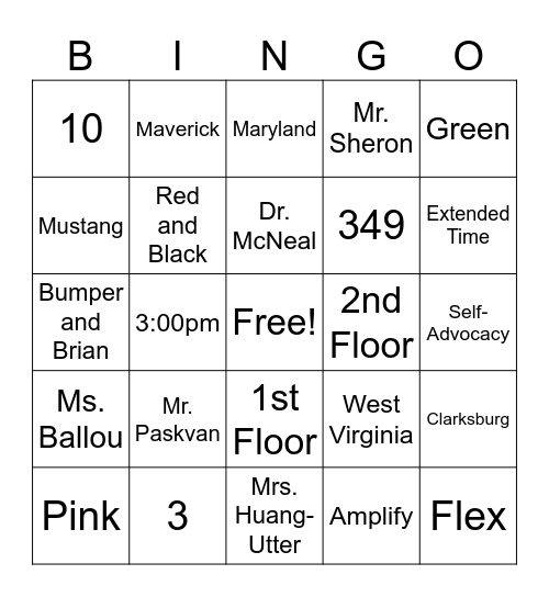 Hallie Wells Bingo Card