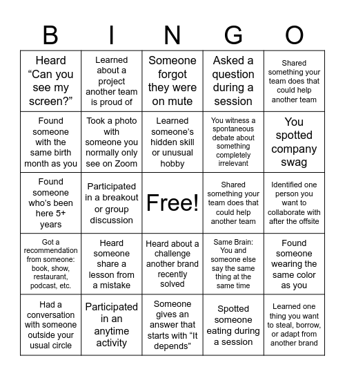 AGENCY BRANDS BINGO Card