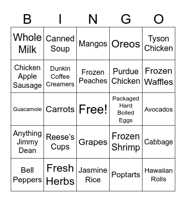 Food Recalls Bingo Card