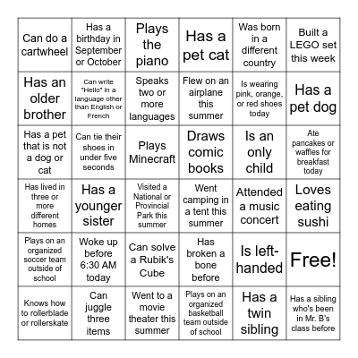 People Bingo Card
