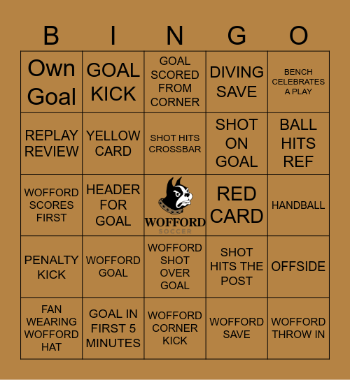 Wofford Soccer Bingo Card