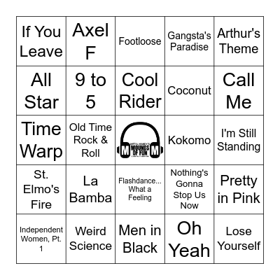 Songs from the Movies Bingo Card