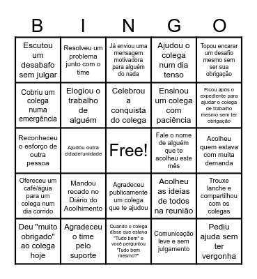 BINGO DO ACOLHIMENTO - SETOR ADMINISTRATIVO Bingo Card