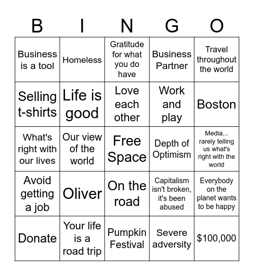 Ted Talk Bingo: "Do What You Like..." Bingo Card