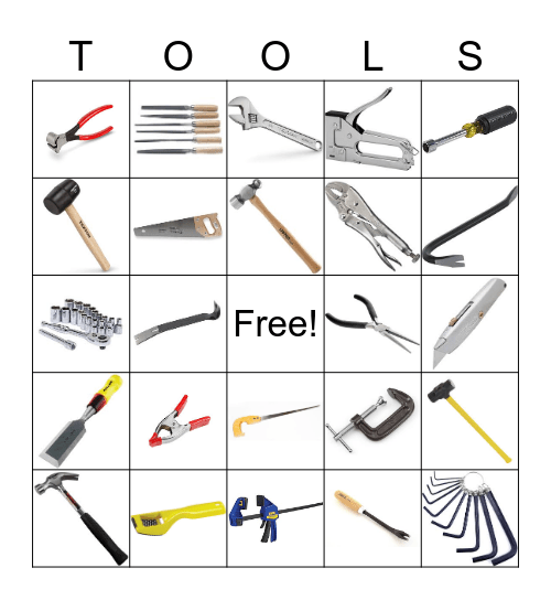 Hand Tool Bingo Card