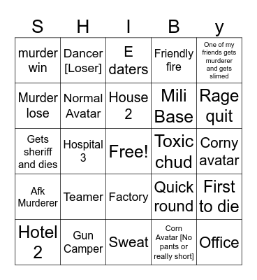 mm2 bingo Card