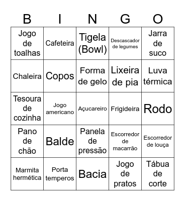 Bingo Chá de Casa Nova Bingo Card