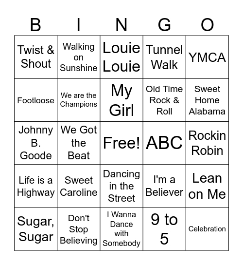 Music Bingo Card
