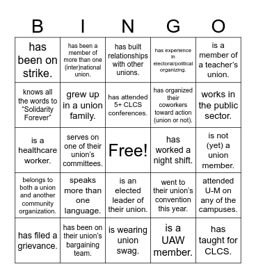 CLCS Open-House Bingo! Bingo Card
