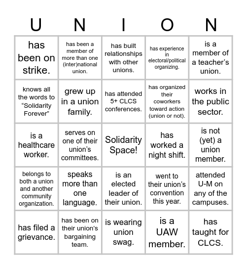 CLCS Open-House! | Talk to someone who… Bingo Card