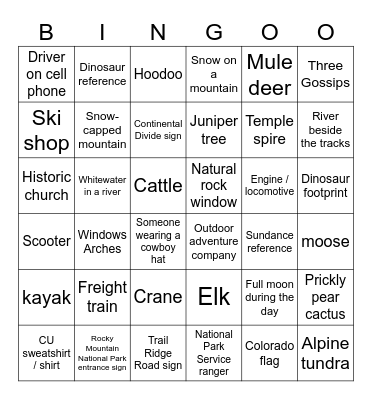 Canyon Spirit 2026 Bingo Card