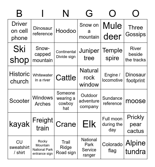 Canyon Spirit 2026 Bingo Card