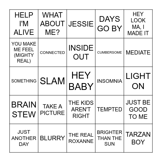 POTPOURRI Bingo Card