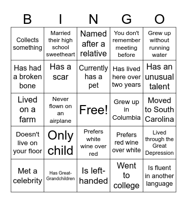 Find Someone Who.. Bingo Card
