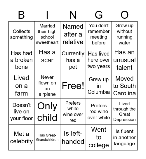 Find Someone Who.. Bingo Card