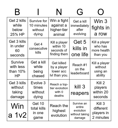 Evoworld.io Bingo Card