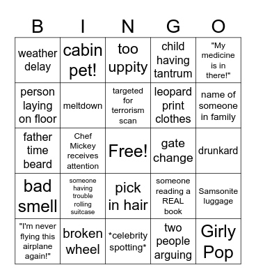 disney airport Bingo Card