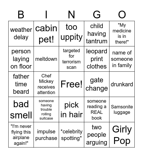disney Bingo Card